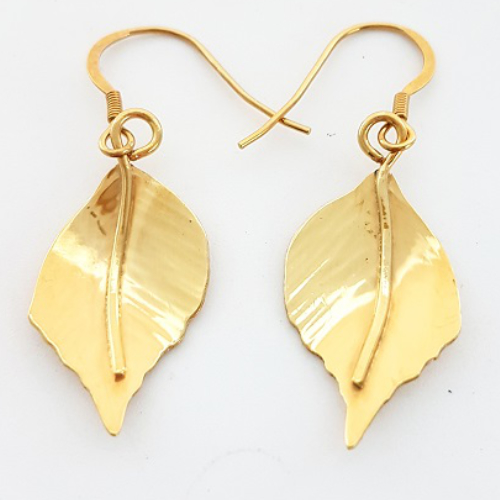 Photo of Gold Hazel Leaf Earrings