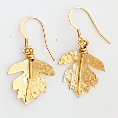 Photo of Gold Hawthorn Leaf Earrings