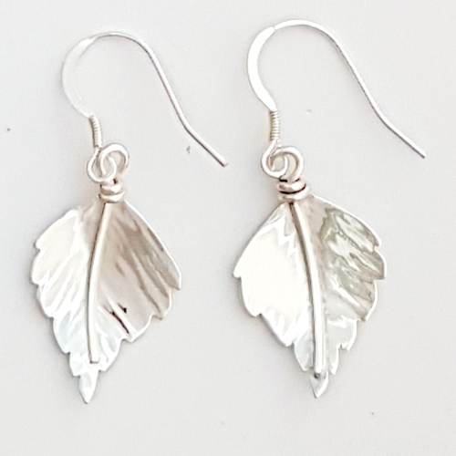 Photo of Small Silver , Silver Birch Leaf Earrings