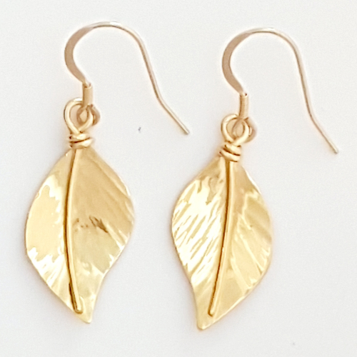 Photo of Gold Wild Apple Leaf Earrings