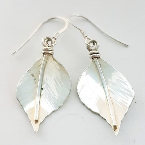 Photo of Silver Hazel Leaf Earrings