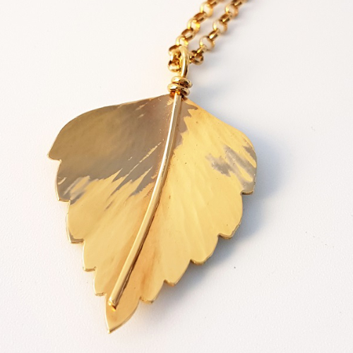Photo of Large Gold Birch Leaf Pendant
