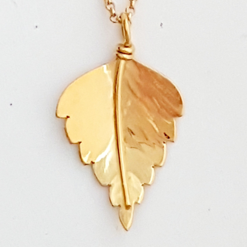 Photo of Small Gold Silver Birch Leaf Pendant